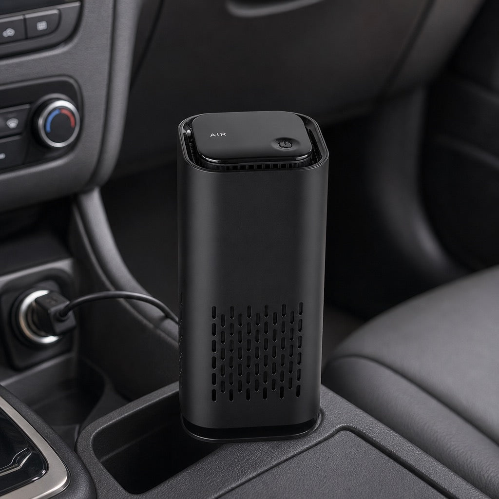 PureCabin FreshDrive black model powered by car USB port